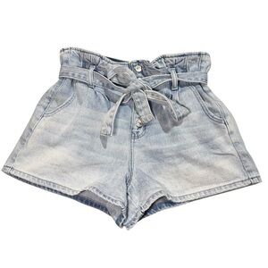 American Eagle Size 8 100% Cotton Mom Shorts Paperbag Denim Summer Vacation